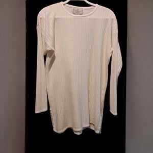Vintage Express Tricot Cream Ribbed 100% Acrylic Top